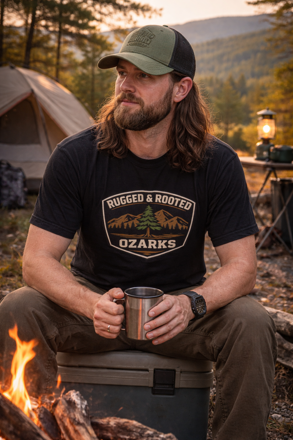 Ozarks Rugged & Rooted Tee- Mountain Adventure
