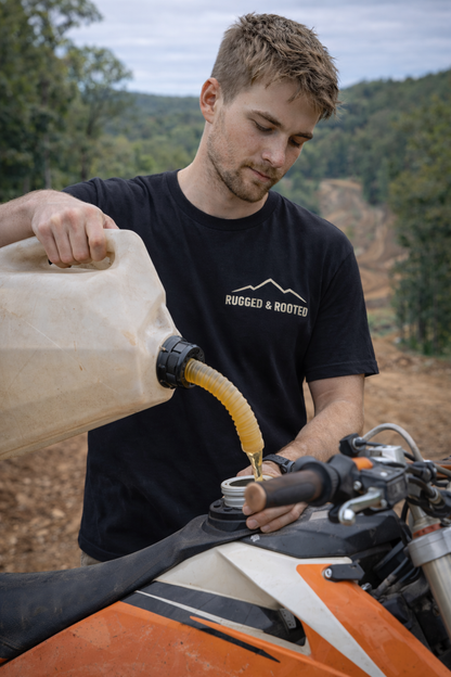 Work Hard Ride Harder Dirt Bike Tee — Rugged & Rooted Moto T‑Shirt